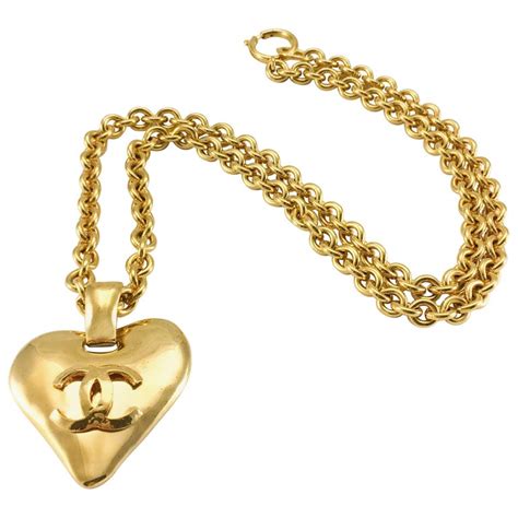 vintage chanel heart necklace|authentic vintage chanel necklace.